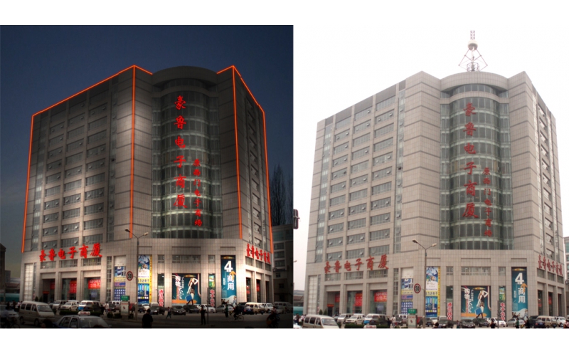 豪魯電子商廈發(fā)光標(biāo)識(shí)，壓克力發(fā)光大字